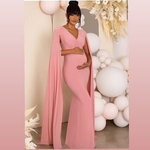 Club London sold out anticipation maternity cape maxi dress pink 6 baby shower